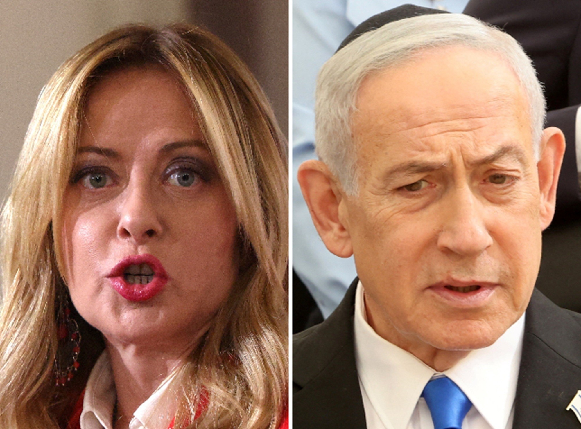 É #FAKE vídeo de Giorgia Meloni se recusando a apertar a mão de BenjaminNetanyahu; cena foi criada com inteligência artificial